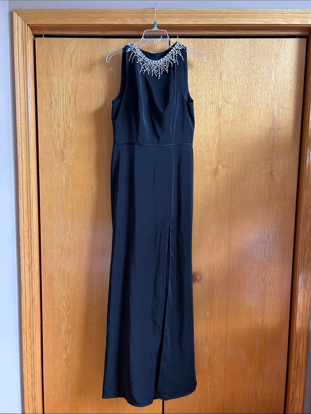 Beaded-Embellishment Black Maxi Dress